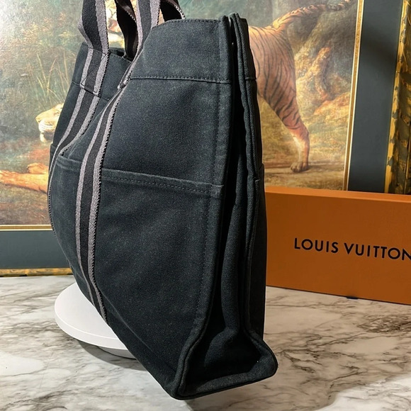 HERMES Fourre Tout MM Tote Bag Handbag Canvas Black and Gray. MOMMA NOT THE BABY - Picture 6 of 16